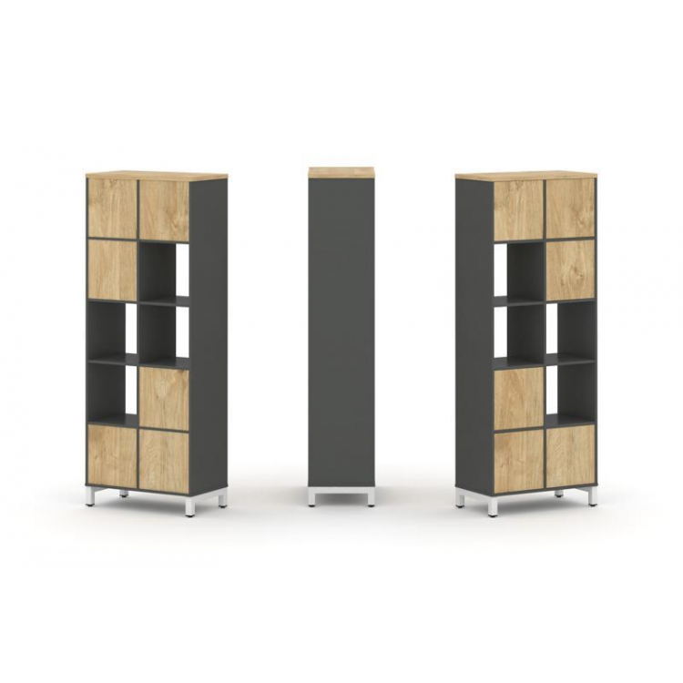 Style Project Набор стеллажа 1 сторон., 5 яр. SN.NS-521 Антрацит/Тиквуд Светлый/Металл Белый 754*400