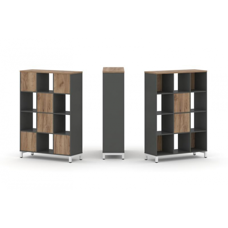 Style Project Набор стеллажа 1 сторон., 4 яр. SN.NS-431 Антрацит/Дуб Табак/Металл Белый 1121*400*161