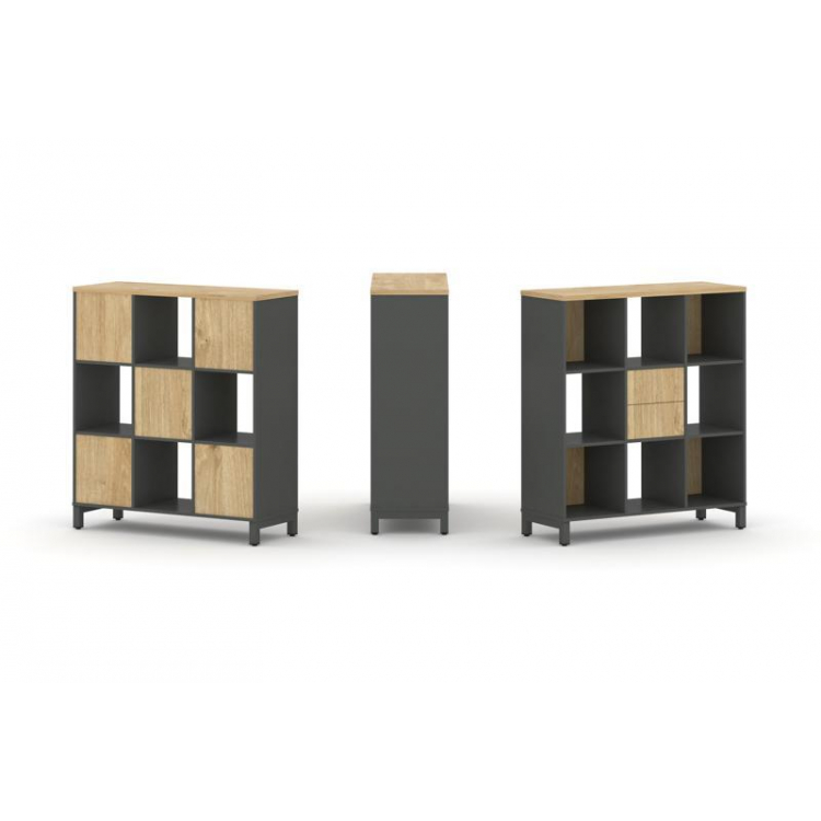 Style Project Набор стеллажа 1 сторон., 3 яр. SN.NS-331 Антрацит/Тиквуд Светлый/Металл Антрацит 1121