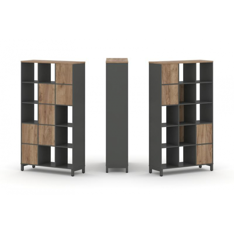 Style Project Набор стеллажа 1 сторон., 5 яр. SN.NS-531 Антрацит/Дуб Табак/Металл Антрацит 1121*400*