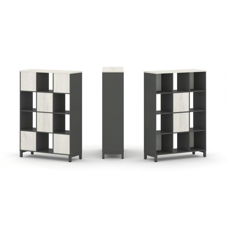 Style Project Набор стеллажа 1 сторон., 4 яр. SN.NS-431 Антрацит/Дуб Наварра/Металл Антрацит 1121*40