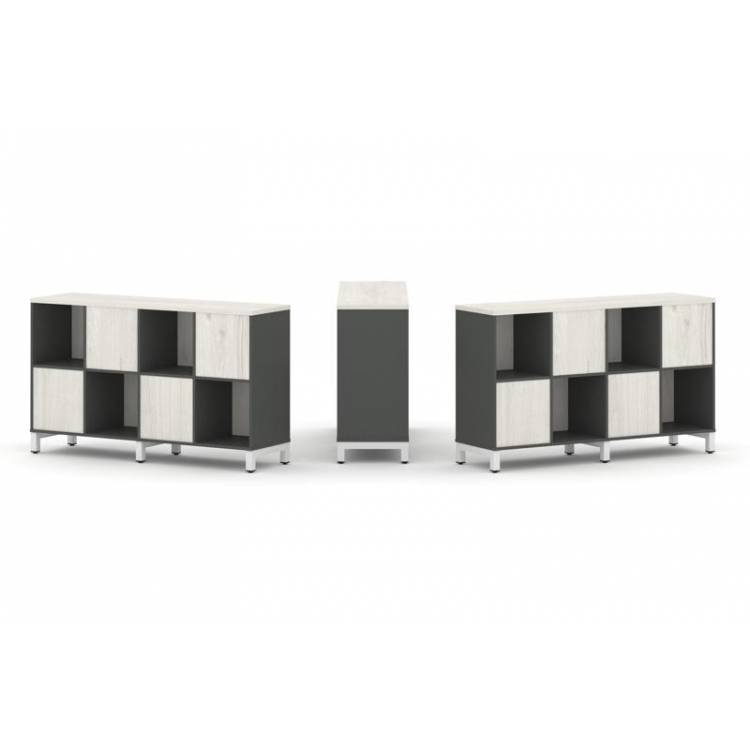 Style Project Набор стеллажа 2-х сторон., 2 яр. SN.NSD-241 Антрацит/Дуб Наварра/Металл Белый 1488*40