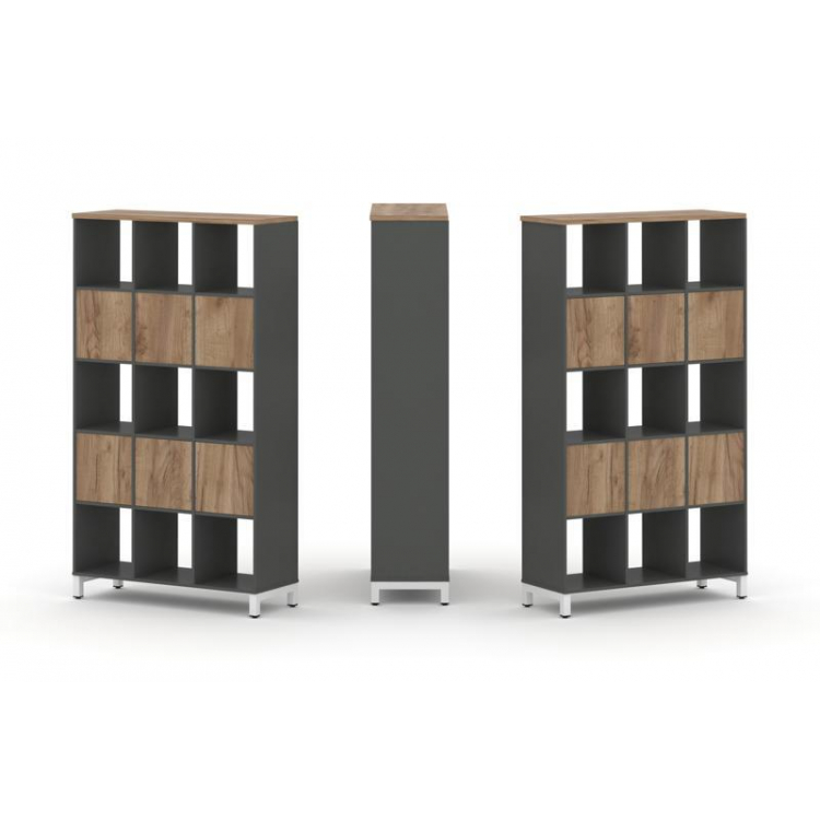 Style Project Набор стеллажа 2-х сторон., 5 яр. SN.NSD-531 Антрацит/Дуб Табак/Металл Белый 1121*400*