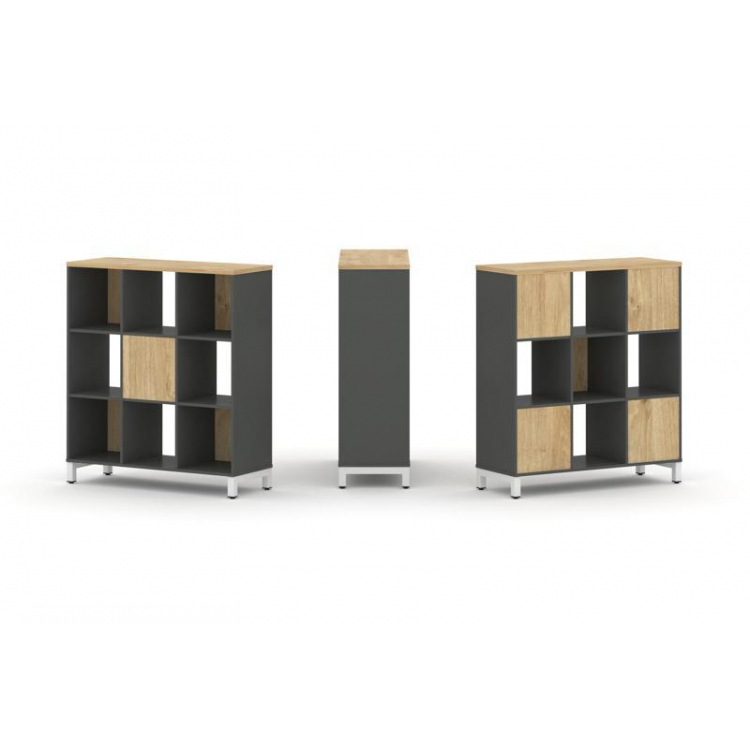 Style Project Набор стеллажа 2-х сторон., 3 яр. SN.NSD-331 Антрацит/Тиквуд Светлый/Металл Белый 1121