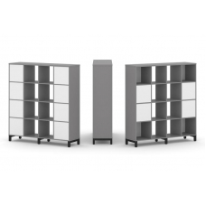 Стайл Проджект Набор стеллажа одностороннего, 4 яруса SN.NS-441 Серый Пепел/Белый/Металл Черный 1488