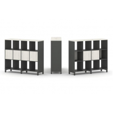 Style Project Набор стеллажа 1 сторон., 3 яр. SN.NS-341 Антрацит/Дуб Наварра/Металл Антрацит 1488*40