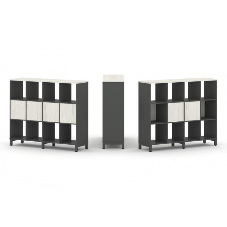 Style Project Набор стеллажа 1 сторон., 3 яр. SN.NS-341 Антрацит/Дуб Наварра/Металл Антрацит 1488*40