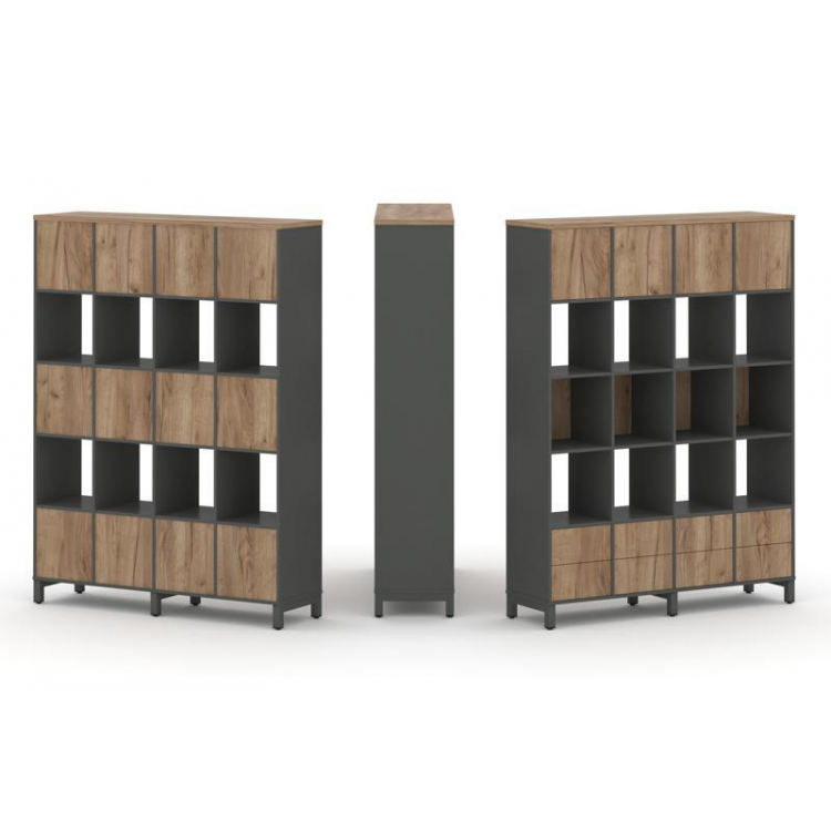 Style Project Набор стеллажа 1 сторон., 5 яр. SN.NS-541 Антрацит/Дуб Табак/Металл Антрацит 1488*400*