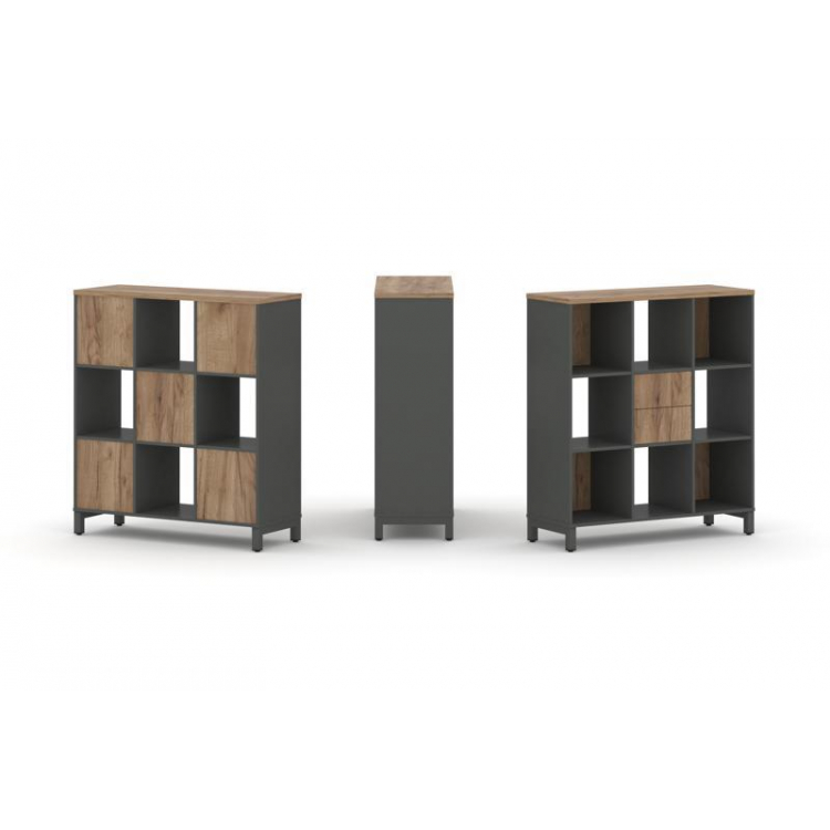 Style Project Набор стеллажа 1 сторон., 3 яр. SN.NS-331 Антрацит/Дуб Табак/Металл Антрацит 1121*400*
