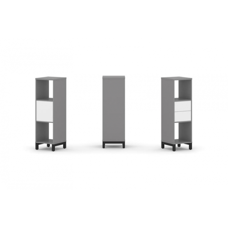 Стайл Проджект Набор стеллажа одностороннего, 3 яруса SN.NS-311 Серый Пепел/Белый/Металл Черный 387*