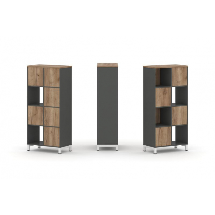 Style Project Набор стеллажа 1 сторон., 4 яр. SN.NS-421 Антрацит/Дуб Табак/Металл Белый 754*400*1615