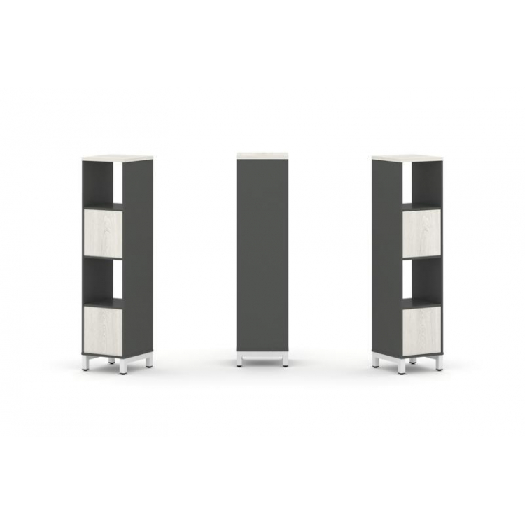 Style Project Набор стеллажа 1 сторон., 4 яр. SN.NS-411 Антрацит/Дуб Наварра/Металл Белый 387*400*16