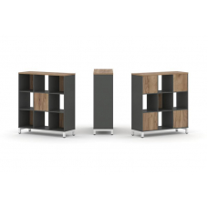 Style Project Набор стеллажа 2-х сторон., 3 яр. SN.NSD-331 Антрацит/Дуб Табак/Металл Белый 1121*400*