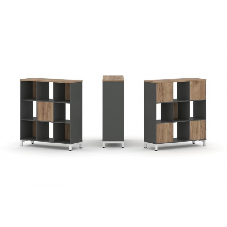 Style Project Набор стеллажа 2-х сторон., 3 яр. SN.NSD-331 Антрацит/Дуб Табак/Металл Белый 1121*400*