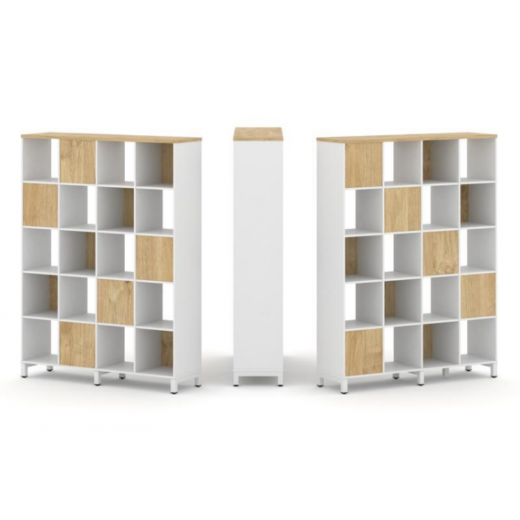 Style Project Набор стеллажа 2-х сторон., 5 яр. SN.NSD-541 Белый/Тиквуд Светлый/Металл Белый 1488*40