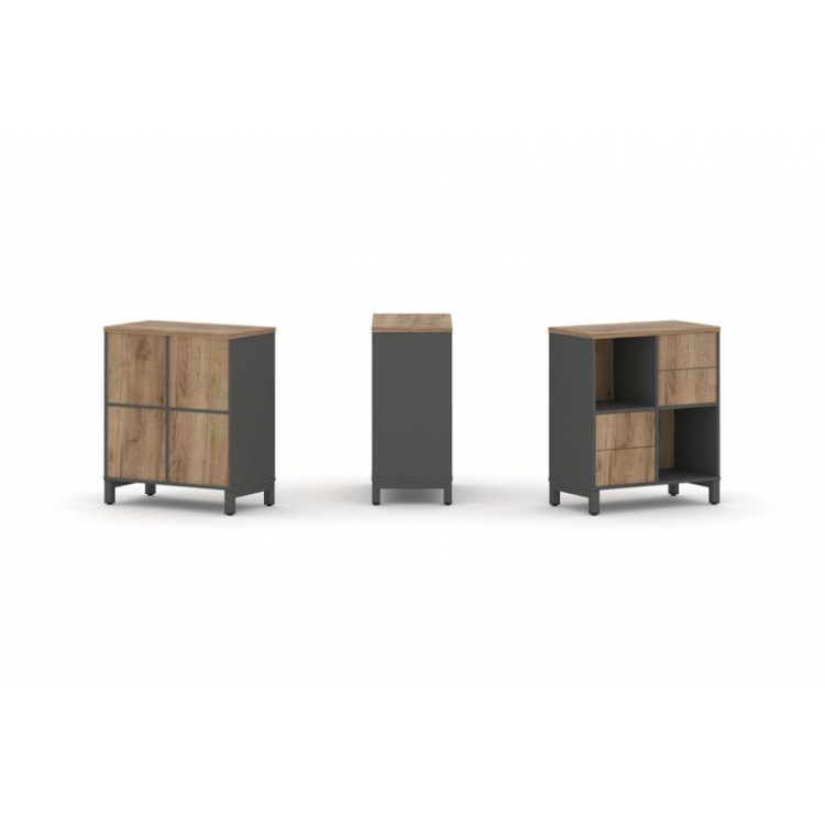 Style Project Набор стеллажа 1 сторон., 2 яр. SN.NS-221 Антрацит/Дуб Табак/Металл Антрацит 754*400*8