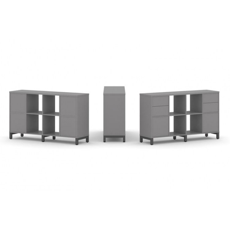 Стайл Проджект Набор стеллажа одностороннего, 2 яруса SN.NS-241 Серый Пепел/Металл Антрацит 1488*400