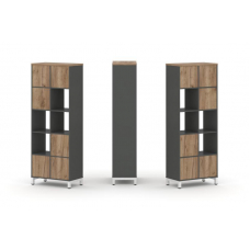 Style Project Набор стеллажа 1 сторон., 5 яр. SN.NS-521 Антрацит/Дуб Табак/Металл Белый 754*400*1982