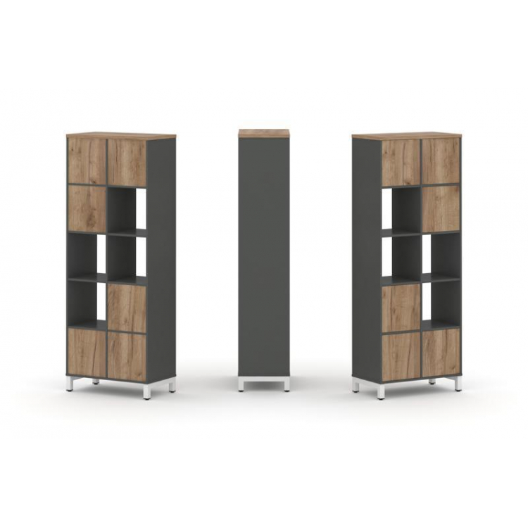 Style Project Набор стеллажа 1 сторон., 5 яр. SN.NS-521 Антрацит/Дуб Табак/Металл Белый 754*400*1982