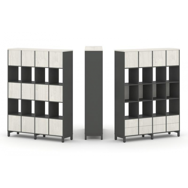 Style Project Набор стеллажа 1 сторон., 5 яр. SN.NS-541 Антрацит/Дуб Наварра/Металл Антрацит 1488*40