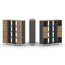 Style Project Набор стеллажа 1 сторон., 4 яр. SN.NS-441 Антрацит/Дуб Табак/Металл Белый 1488*400*161