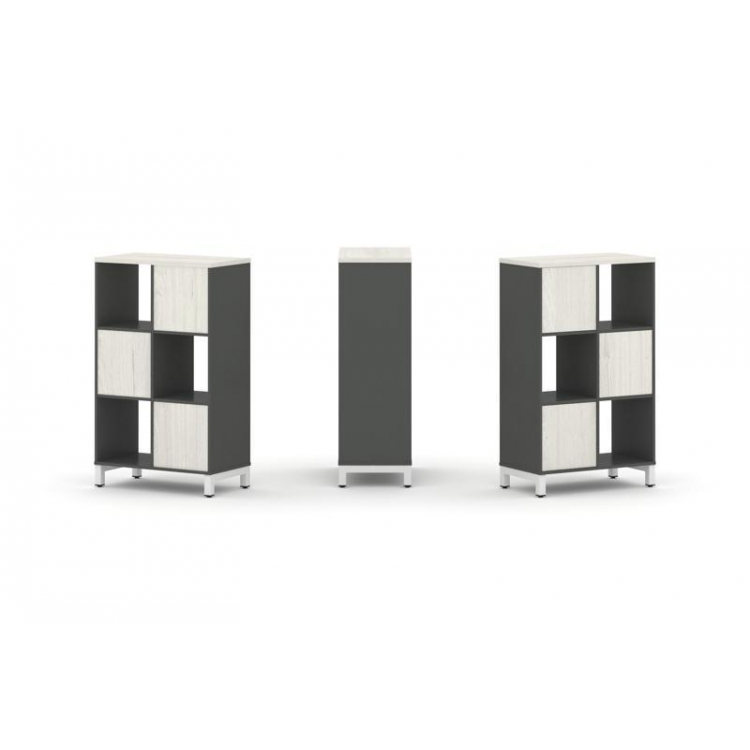 Style Project Набор стеллажа 1 сторон., 3 яр. SN.NS-321 Антрацит/Дуб Наварра/Металл Белый 754*400*12