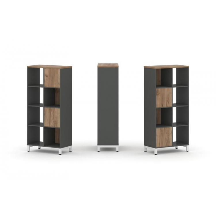 Style Project Набор стеллажа 2-х сторон., 4 яр. SN.NSD-421 Антрацит/Дуб Табак/Металл Белый 754*400*1