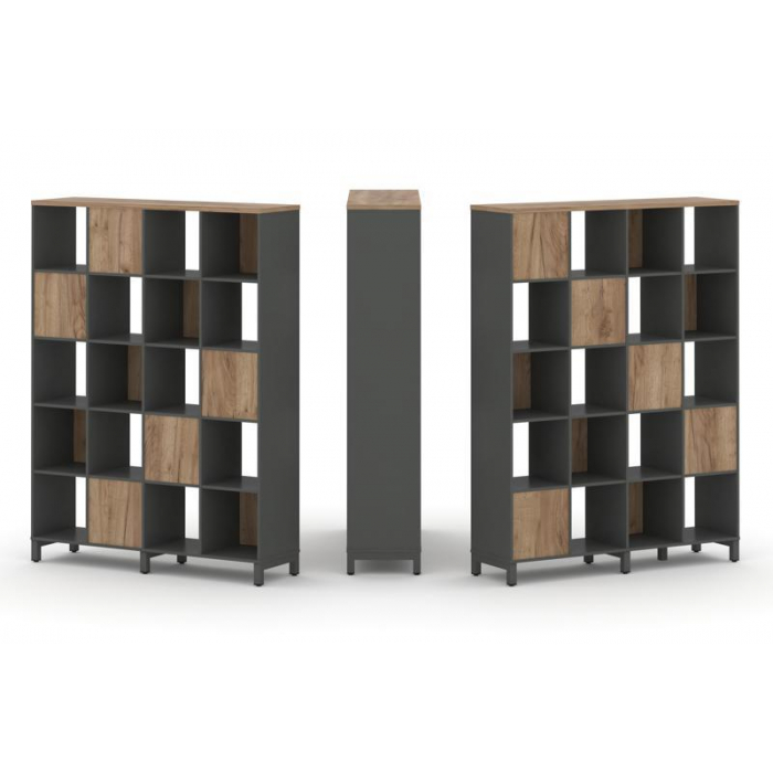 Style Project Набор стеллажа 2-х сторон., 5 яр. SN.NSD-541 Антрацит/Дуб Табак/Металл Антрацит 1488*4