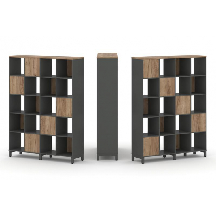 Style Project Набор стеллажа 2-х сторон., 5 яр. SN.NSD-541 Антрацит/Дуб Табак/Металл Антрацит 1488*4