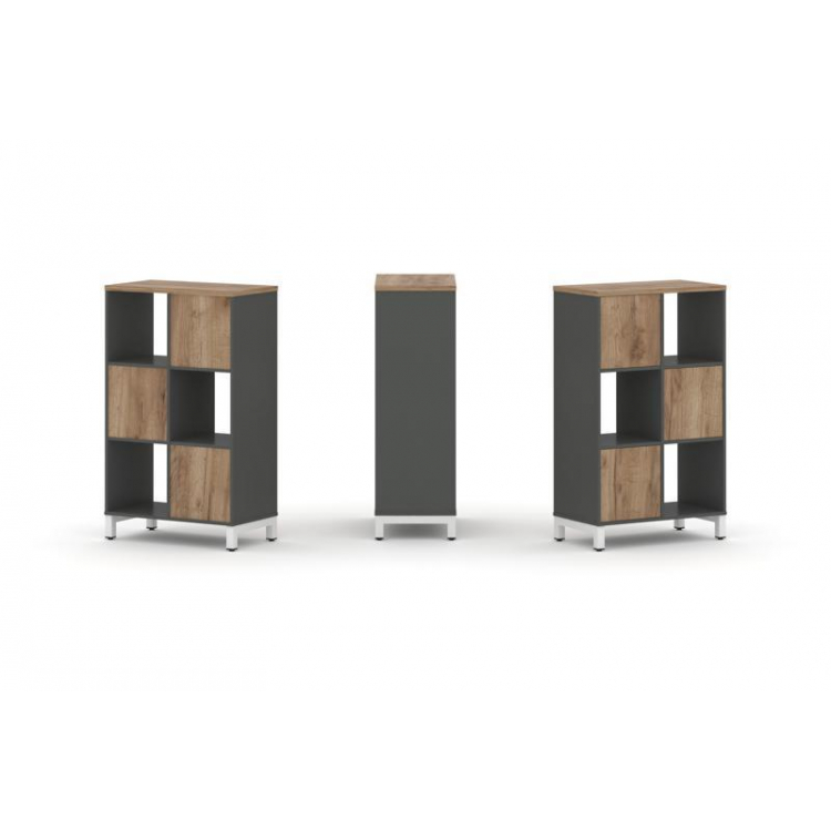 Style Project Набор стеллажа 1 сторон., 3 яр. SN.NS-321 Антрацит/Дуб Табак/Металл Белый 754*400*1248