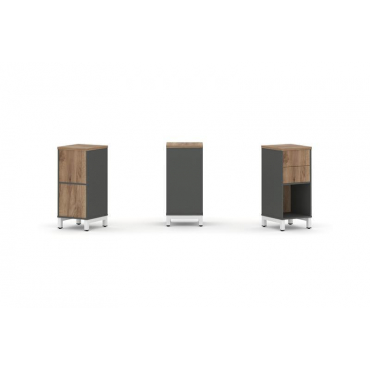 Style Project Набор стеллажа 1 сторон., 2 яр. SN.NS-211 Антрацит/Дуб Табак/Металл Белый 387*400*881