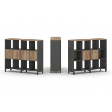 Style Project Набор стеллажа 1 сторон., 3 яр. SN.NS-341 Антрацит/Дуб Табак/Металл Антрацит 1488*400*