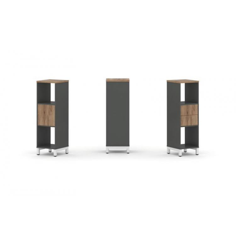 Style Project Набор стеллажа 1 сторон., 3 яр. SN.NS-311 Антрацит/Дуб Табак/Металл Белый 387*400*1248