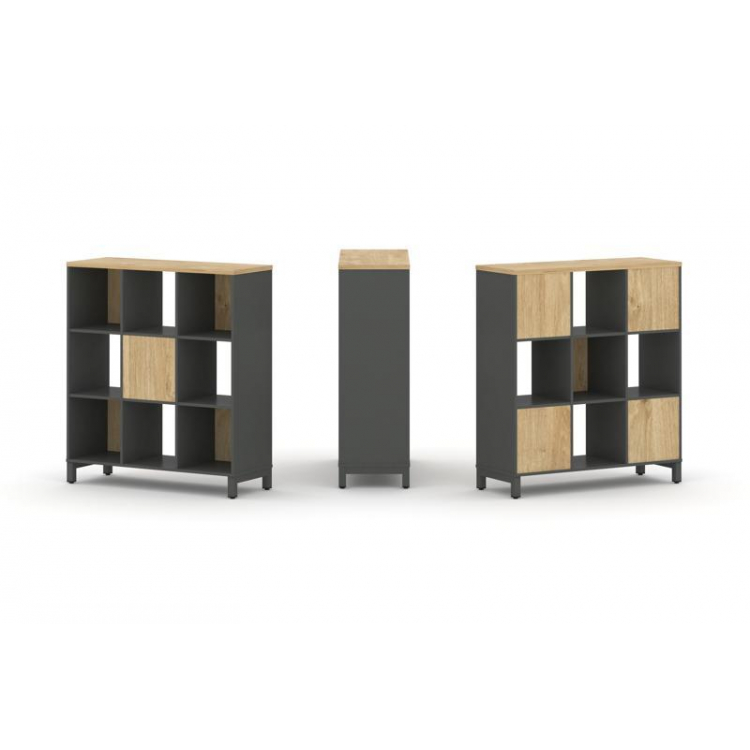 Style Project Набор стеллажа 2-х сторон., 3 яр. SN.NSD-331 Антрацит/Тиквуд Светлый/Металл Антрацит 1