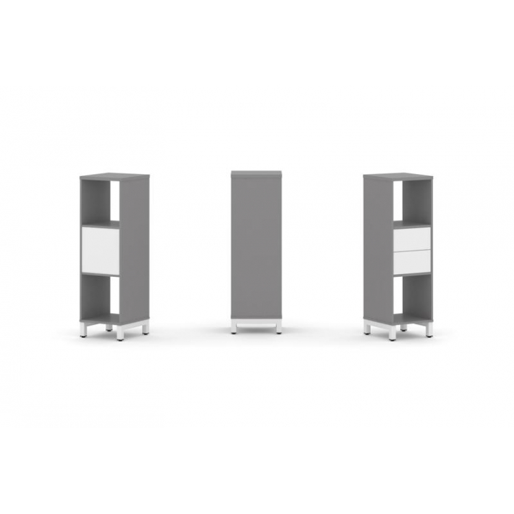 Стайл Проджект Набор стеллажа одностороннего, 3 яруса SN.NS-311 Серый Пепел/Белый/Металл Белый 387*4