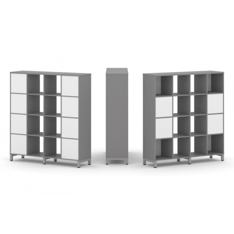 Стайл Проджект Набор стеллажа одностороннего, 4 яруса SN.NS-441 Серый Пепел/Белый/Металл Серый 1488*