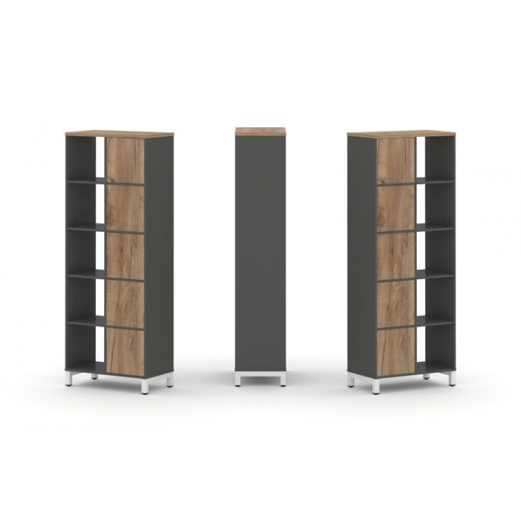 Style Project Набор стеллажа 2-х сторон., 5 яр. SN.NSD-521 Антрацит/Дуб Табак/Металл Белый 754*400*1