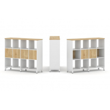 Style Project Набор стеллажа 1 сторон., 3 яр. SN.NS-341 Белый/Тиквуд Светлый/Металл Белый 1488*400*1