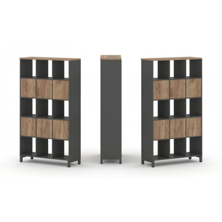 Style Project Набор стеллажа 2-х сторон., 5 яр. SN.NSD-531 Антрацит/Дуб Табак/Металл Антрацит 1121*4