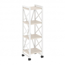 Loft Стеллаж на колесных опорах-4 полки VR.L-MST.K-4.4 Денвер Светлый/Металл Белый 400*400*1334