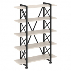 Loft Стеллаж на колесных опорах-5 полок VR.L-MST.K-5.8V Денвер Светлый/Металл Черный 1200*400*1704