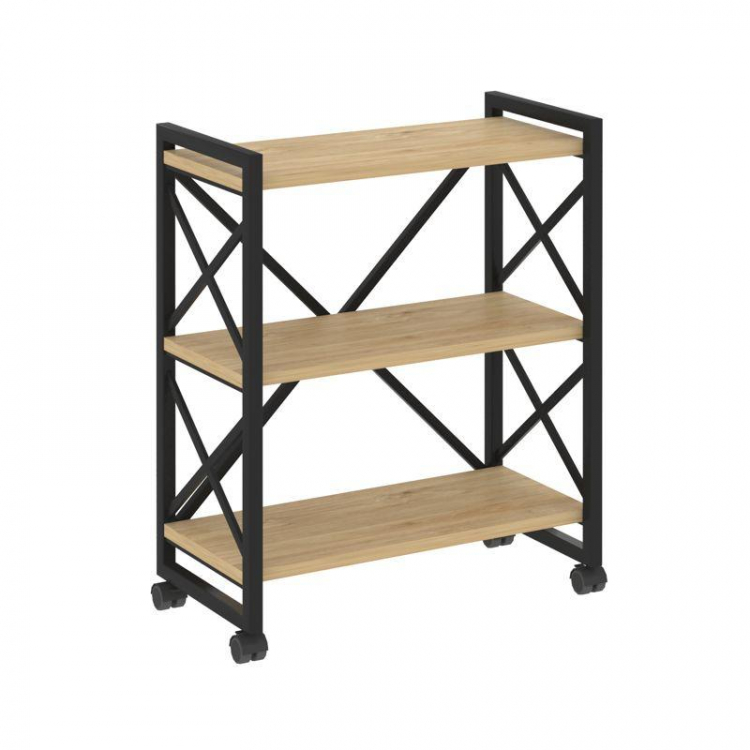 Loft Стеллаж на колесных опорах-3 полки VR.L-MST.K-3.8 Тиквуд Светлый/Металл Черный 800*400*968