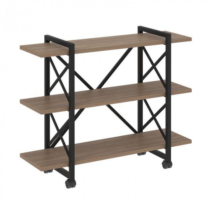 Loft Стеллаж на колесных опорах-3 полки VR.L-MST.K-3.8V Дуб Аризона/Металл Черный 1200*400*968