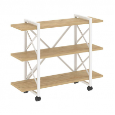 Loft Стеллаж на колесных опорах-3 полки VR.L-MST.K-3.8V Тиквуд Светлый/Металл Белый 1200*400*968