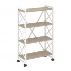 Loft Стеллаж на колесных опорах-4 полки VR.L-MST.K-4.8 Дуб Аттик/Металл Белый 800*400*1334