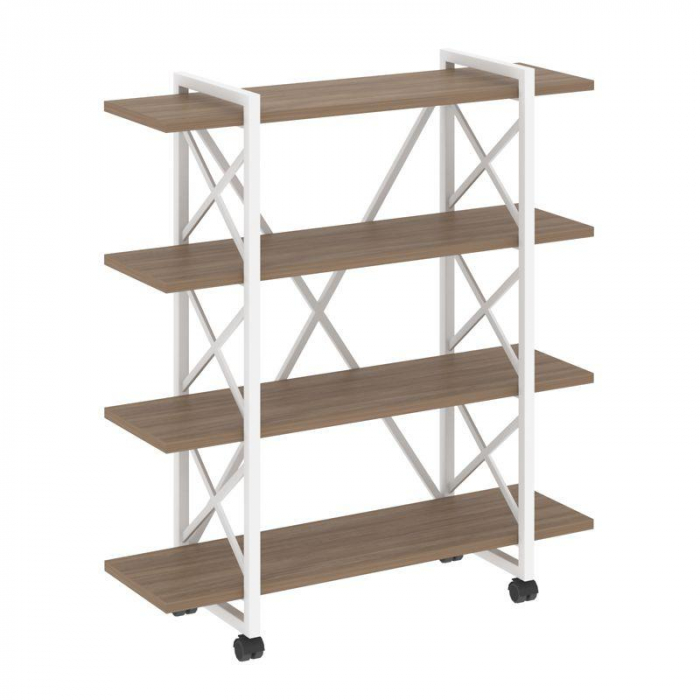 Loft Стеллаж на колесных опорах-4 полки VR.L-MST.K-4.8V Дуб Аризона/Металл Белый 1200*400*1334