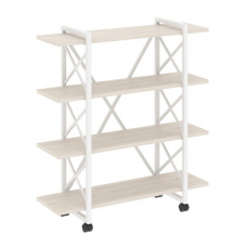 Loft Стеллаж на колесных опорах-4 полки VR.L-MST.K-4.8V Денвер Светлый/Металл Белый 1200*400*1334