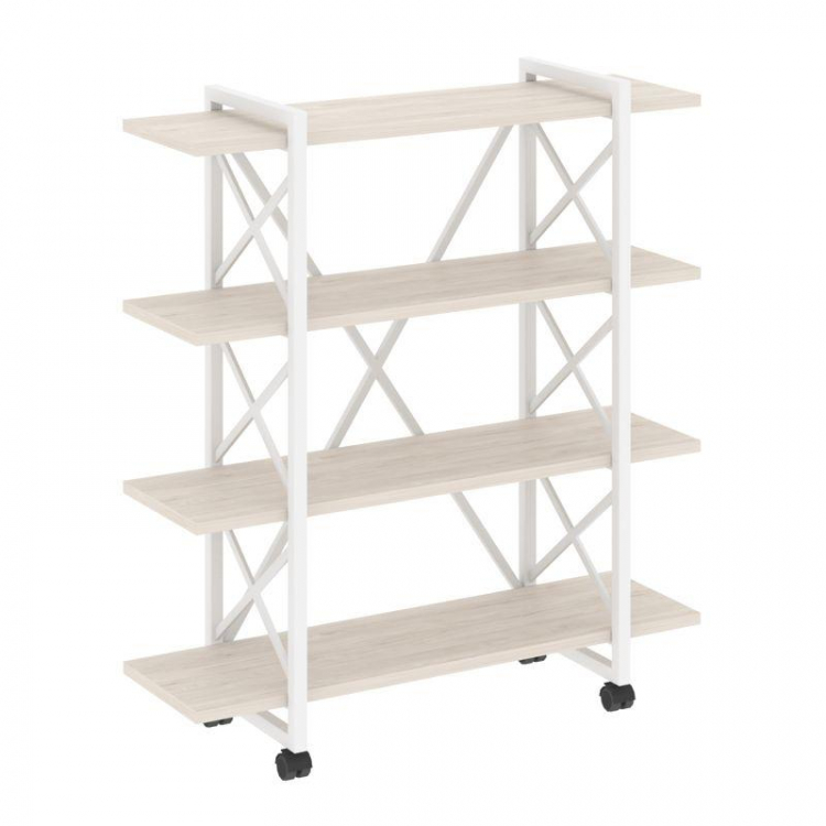 Loft Стеллаж на колесных опорах-4 полки VR.L-MST.K-4.8V Денвер Светлый/Металл Белый 1200*400*1334