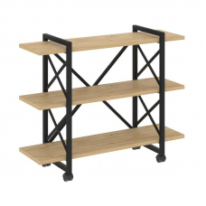 Loft Стеллаж на колесных опорах-3 полки VR.L-MST.K-3.8V Тиквуд Светлый/Металл Черный 1200*400*968