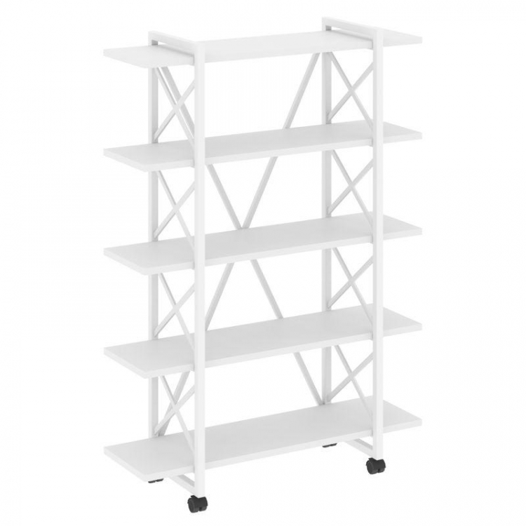 Loft Стеллаж на колесных опорах-5 полок VR.L-MST.K-5.8V Белый Бриллиант/Металл Белый 1200*400*1704